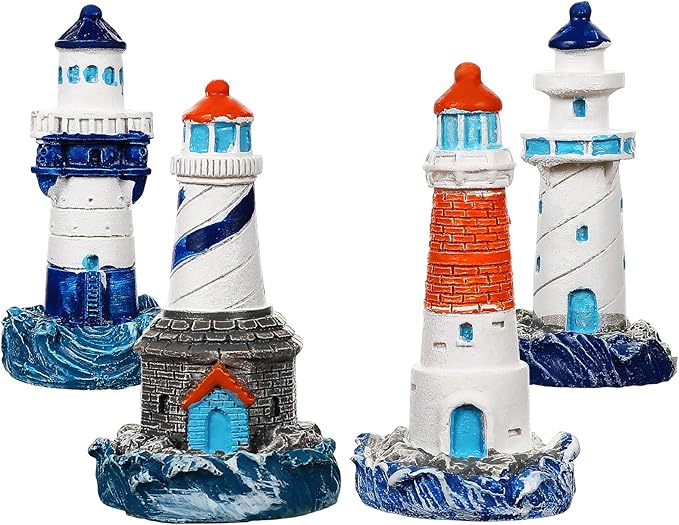 balacoo 4Pcs Lighthouse Decoration Nautical Lighthouse Resin Lighthouse Model