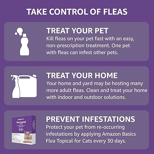 Miniatura 5 de Tienda Basics Tratamiento tópico preventivo contra pulgas para gatos grandes (más de 9 libras), 6 unidades (anteriormente Solimo)