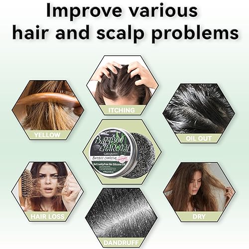 Miniatura 4 de Barra de champú de carbón de bambú para cabello gris, jabón negro para cabello gris, orgánico natural, champú y acondicionador para cabello