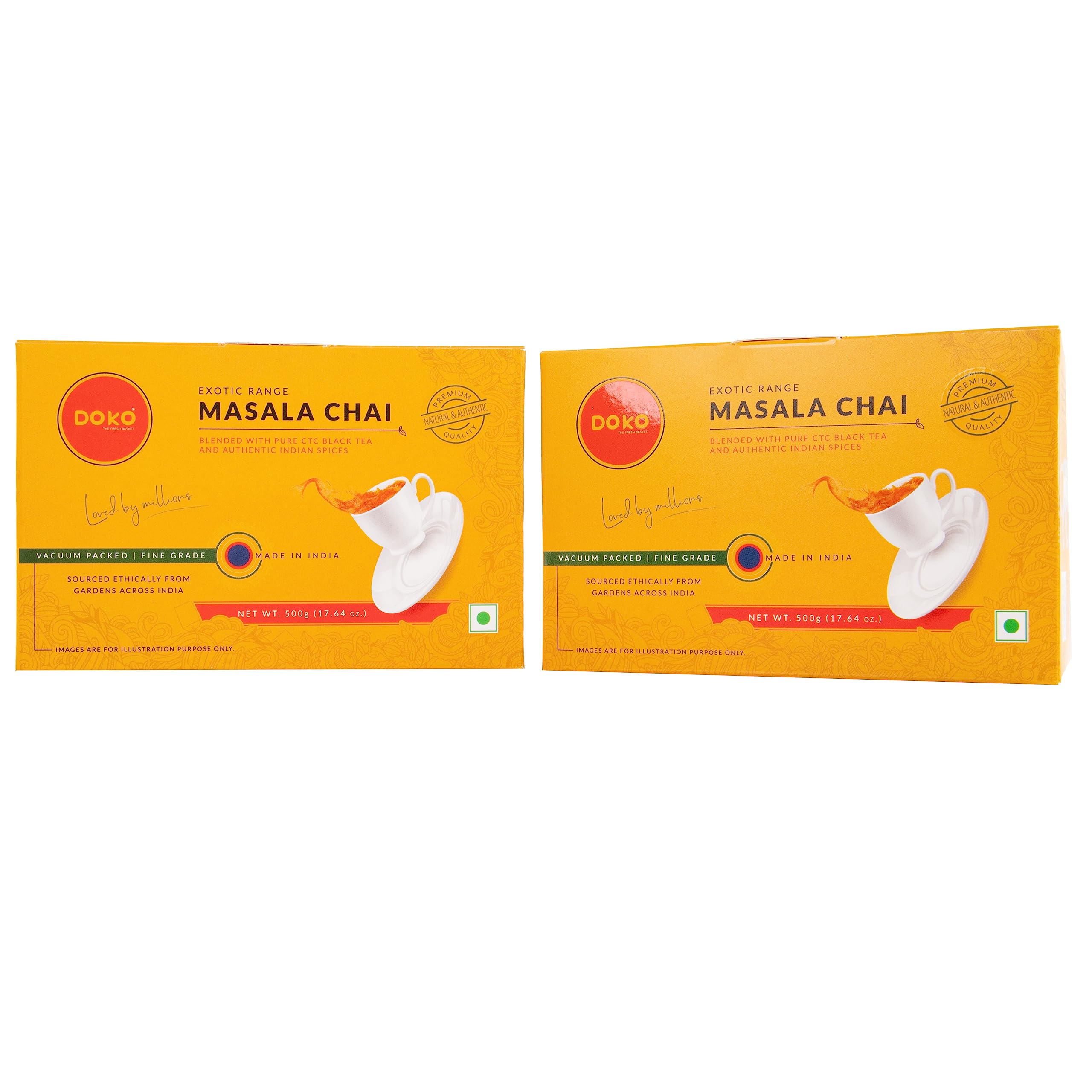 DOKO THE FRESH BASKET | Exotic Masala CTC Tea Pack of 2, (1kg) | Masala Chai | Indian Spices & Herbs 100% Natural Ingredients | Black Milk Tea, No Added Essence | Rich in Aroma with Finest Taste (B0CC8M5KHX) Amazon Price History, Amazon Price Tracker