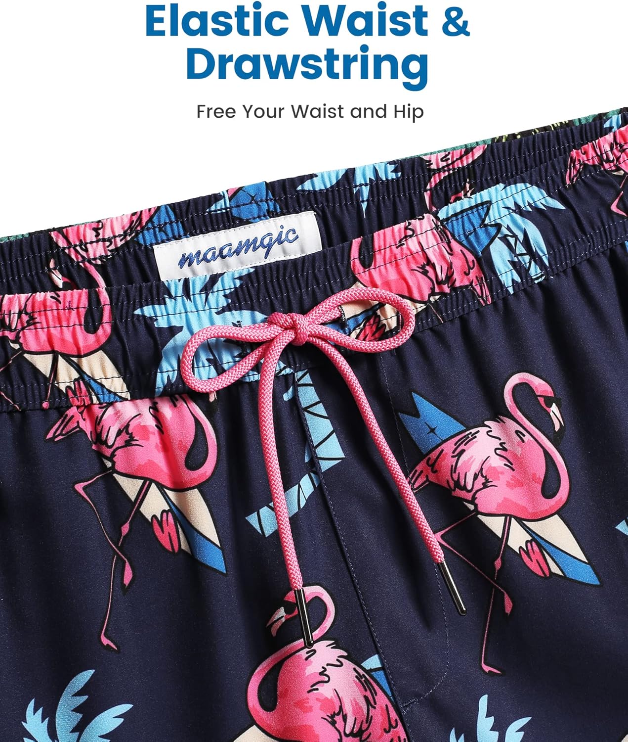 maamgic Mens Swim Trunks with Compression Liner 5 Inch, Quick Dry Bathing Suit with Zipper Pockets, No-Chafing Swim Shorts - Image 5