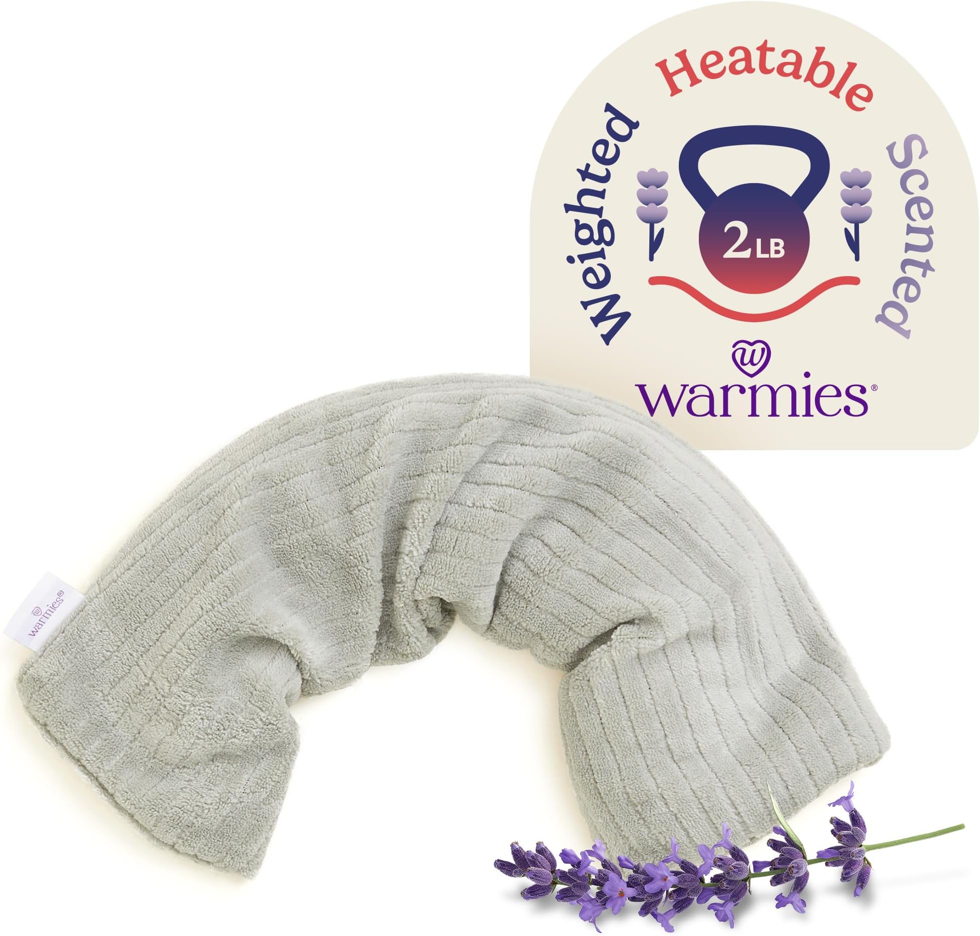 Hot-Pak, Microwavable Neck Wrap - Heating & Cooling Plush Pad for Calming Relaxation - Weighted & Heated Neck Warmer with Scented Lavender - Microwave Heat Pad for Aches & Pain - Gray
