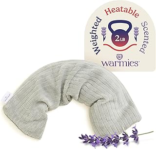 warmies Hot-Pak, Microwavable Neck Wrap - Heating & Cooling Plush Pad for Calming Relaxation - Weighted & Heated Neck Warmer with Scented Lavender - Microwave Heat Pad for Aches & Pain - Gray