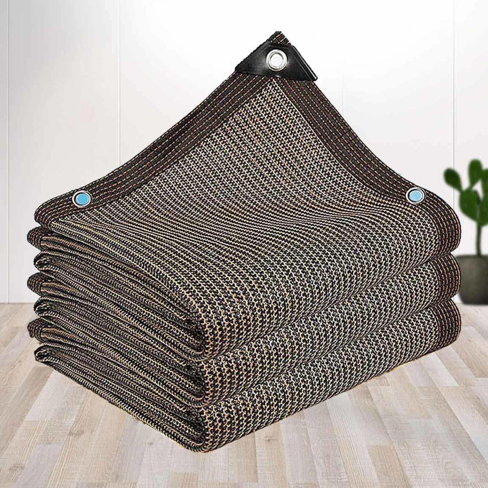Voile d'ombrage Voile d'ombrage Espacement des trous 1 m avec œillets Filet d'isolation thermique pour plantes, serres, terrasses, marron, 2 x 6 m