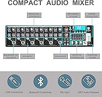 Vista 3 de PRORECK MX15 - Mezclador/amplificador de sistema de sonido PA con Bluetooth de 2500 W, 15 pulgadas, controlador de efectos de micrófono