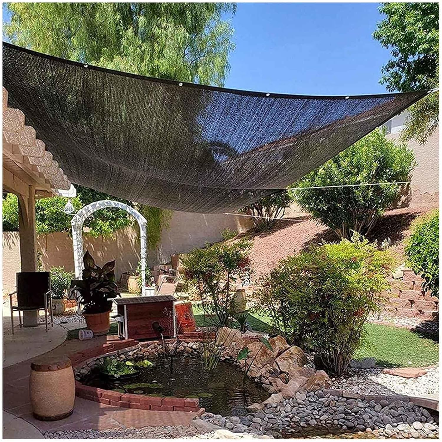 Jolan Shade Netting Black,Breathable Shade Sail,85% Uv Resistant Shade Cloth,2×3m 3×3m 3×4m 3×5m 3×6m 4×4m 4×5m 4×8m Sunblock Shade Fabric Net,Shade Mesh Tarp with Grommets,Black-4x4m(13.1 * 13.1ft)