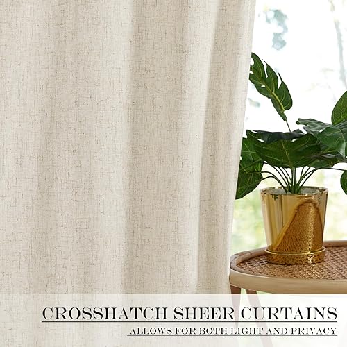 Miniatura 5 de NICETOWN Cortina de puerta mezclada de lino beige natural, con aislamiento térmico, 100% opaca, cortina de puerta francesa para patio, pantalla de