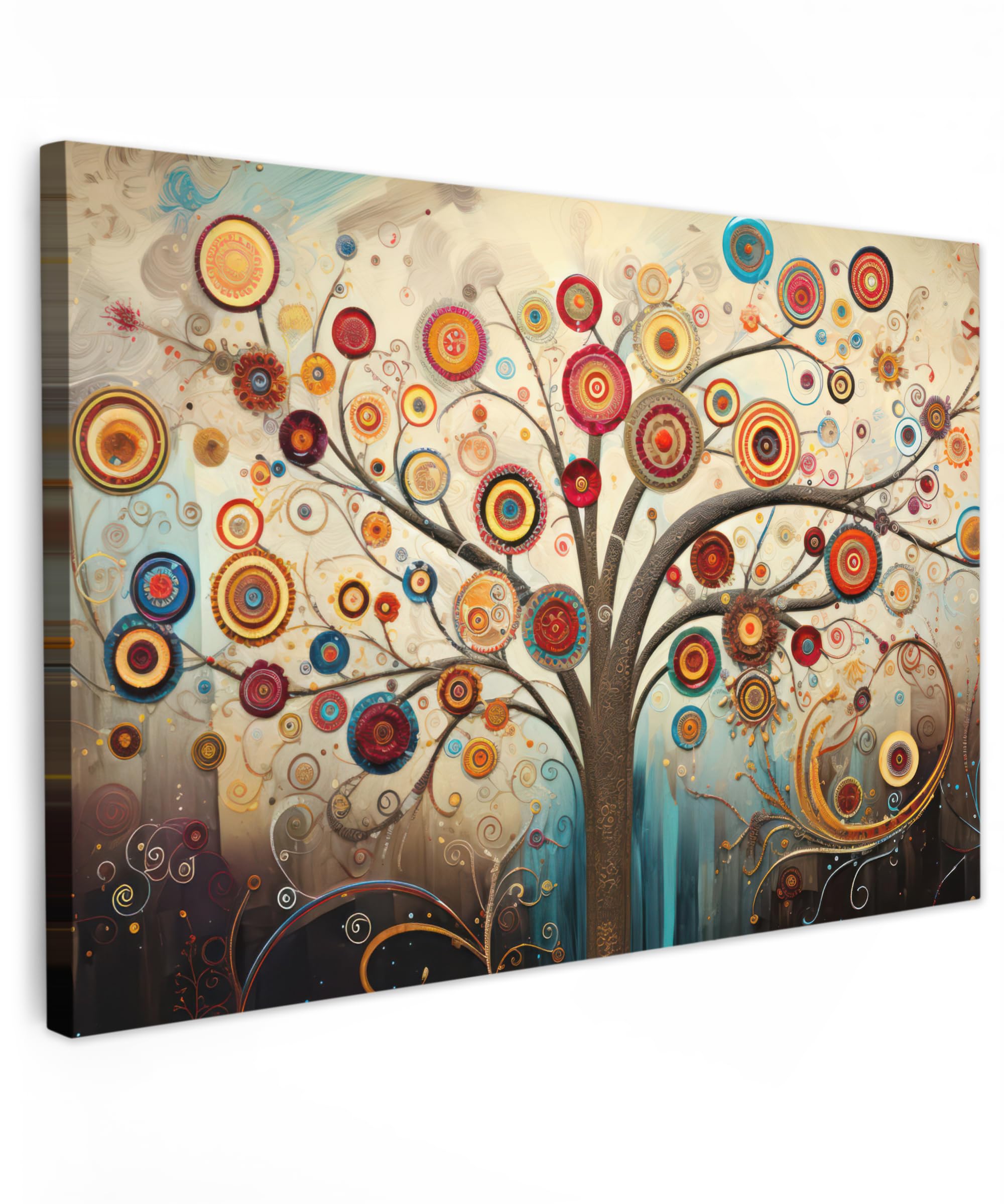MuchoWow© Canvas Wall Art 35"x24" / 90x60 cm Home Decor Paintings for Living Room Decorations Gifts Hallway Tree - Tree of life - Colour