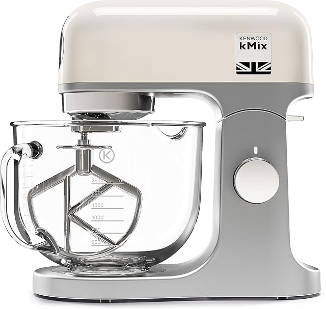 Kenwood 0W20011391 KMix Stand Mixer for Baking, Stylish Kitchen Mixer with K-beater, Dough Hook and Whisk, 5 Litre Glass Bowl, Removable Splash Guard, 1000 W, Cream