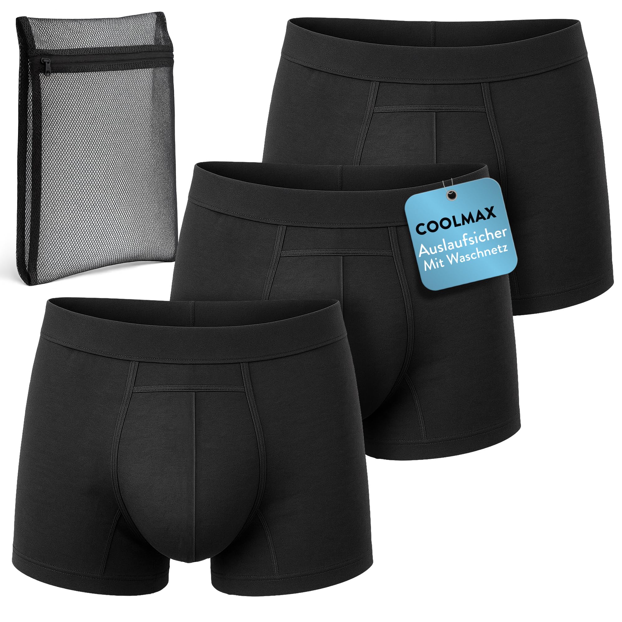 Harmony Care® 3x Premium waschbare Inkontinenz Pants Männer - extra auslaufsichere Unterhose bei leichter Blasenschwäche - diskrete Inkontinenz Shorts inkl. Waschnetz - Medium