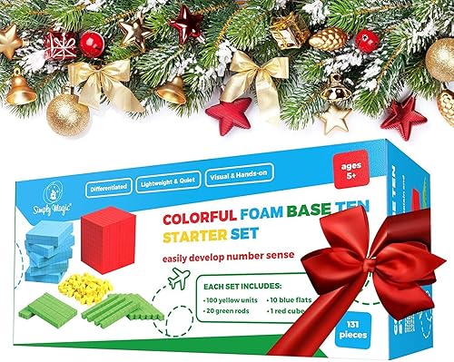 Miniatura 2 de Simply magic 131 bloques de base de espuma para matemáticas, bloques de valor posicional, base 10 manipulativos matemáticos K-3, contadores de