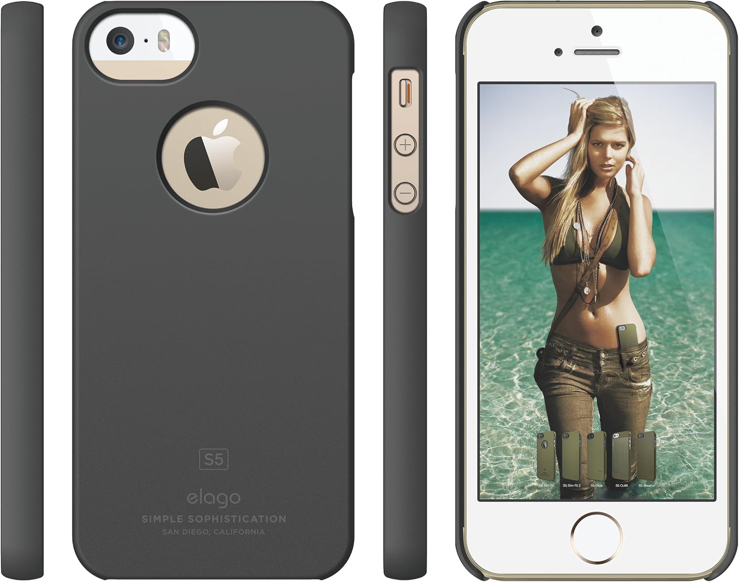 elago iPhone SE case, [Slim Fit][Soft Feel Dark Grey] - [Light][Minimalistic][True Fit] - for iPhone SE/5/5S