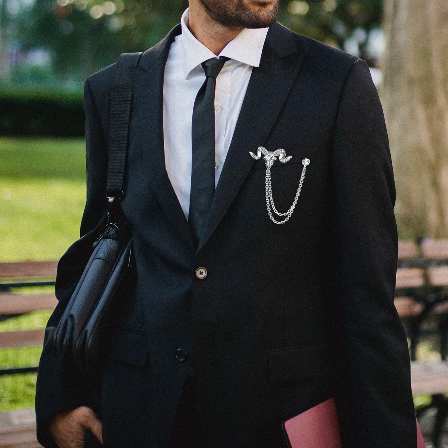 Vintage Animal Tassel Chain Lapel Pin for Men Women - Punk, Buck, Suit, Tie - Deer, Ram, Owl Rhinestone Collar Chain Pin for Boyfriend Gifts - Image 3