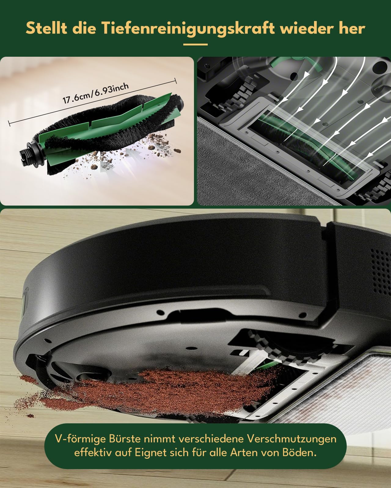 18 Stück Zubehörset für iRobot Roomba 105 Combo und Roomba Combo Essential Y0112,Y0110,Y0140,Y011240,Y014020,Roomba 105 Combo, 2 Hauptbürste,4 Wischtücher,4 Filter, 6 Seitenbürsten