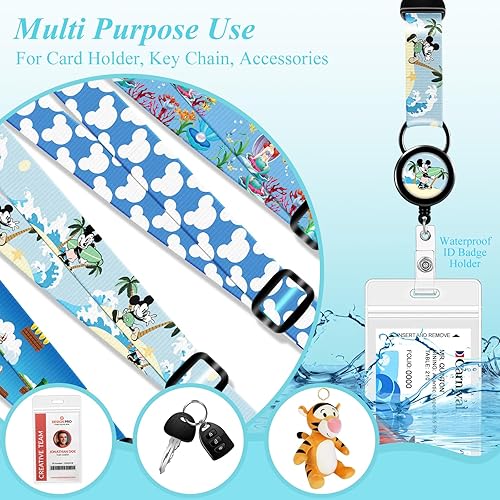 Miniatura 5 de Akkya Cordón de crucero para tarjetas de barco con carrete retráctil, tarjeta de identificación impermeable, paquete de 2 lindos cordones de viaje