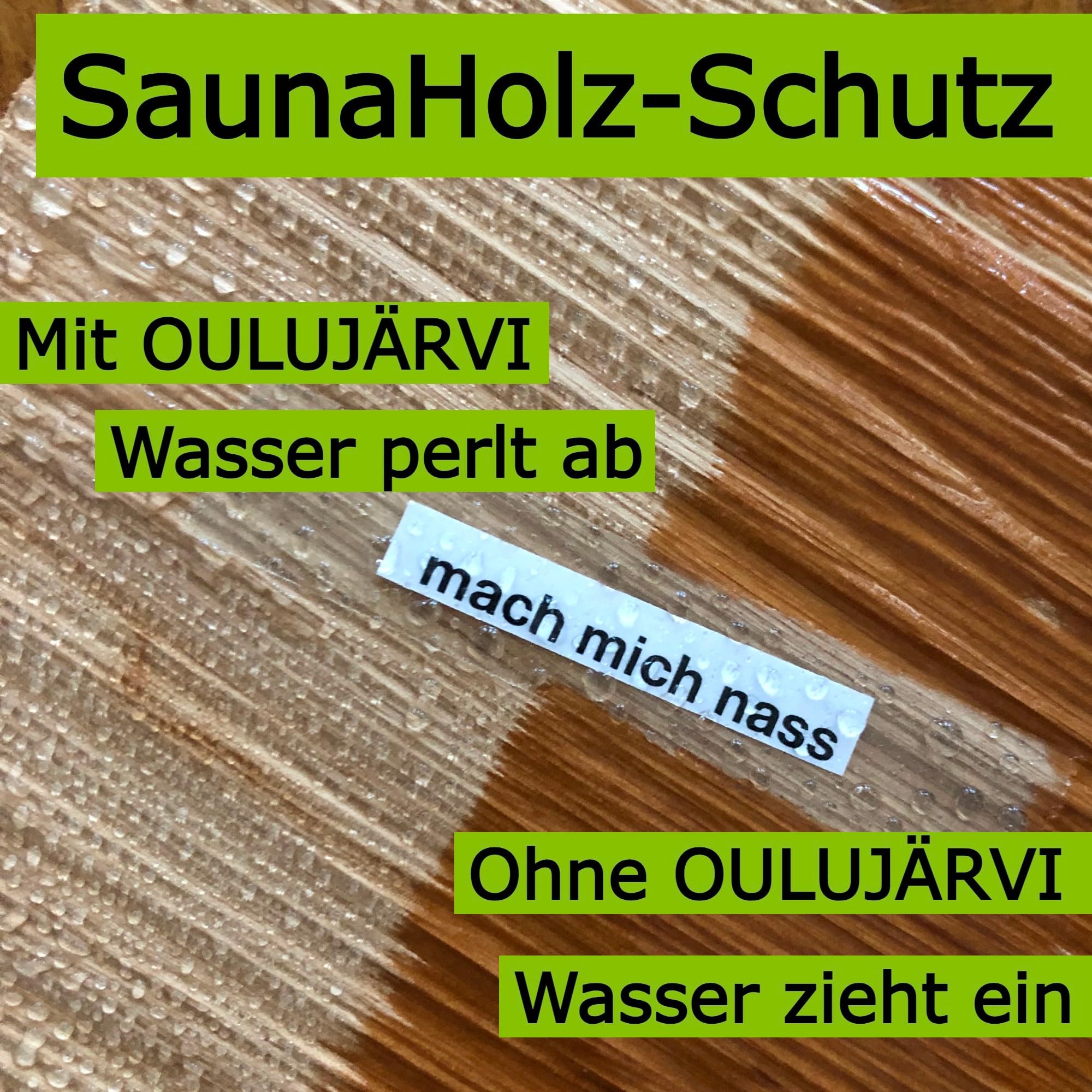 Lahti 2 OULUJÄRVI - Protección única para madera de sauna - Adecuado para todas las maderas - Evita manchas de agua y sudor - Protege contra la suciedad (0,5 litros con cabezal pulverizador)