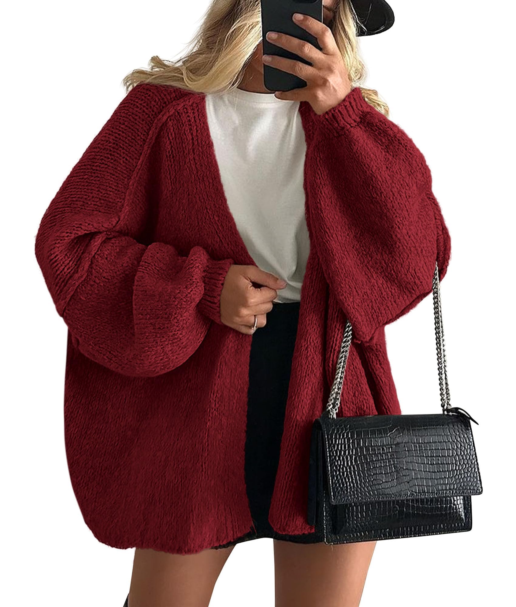 PRETTYGARDEN Womens Open Front Oversized Cardigan Sweaters
