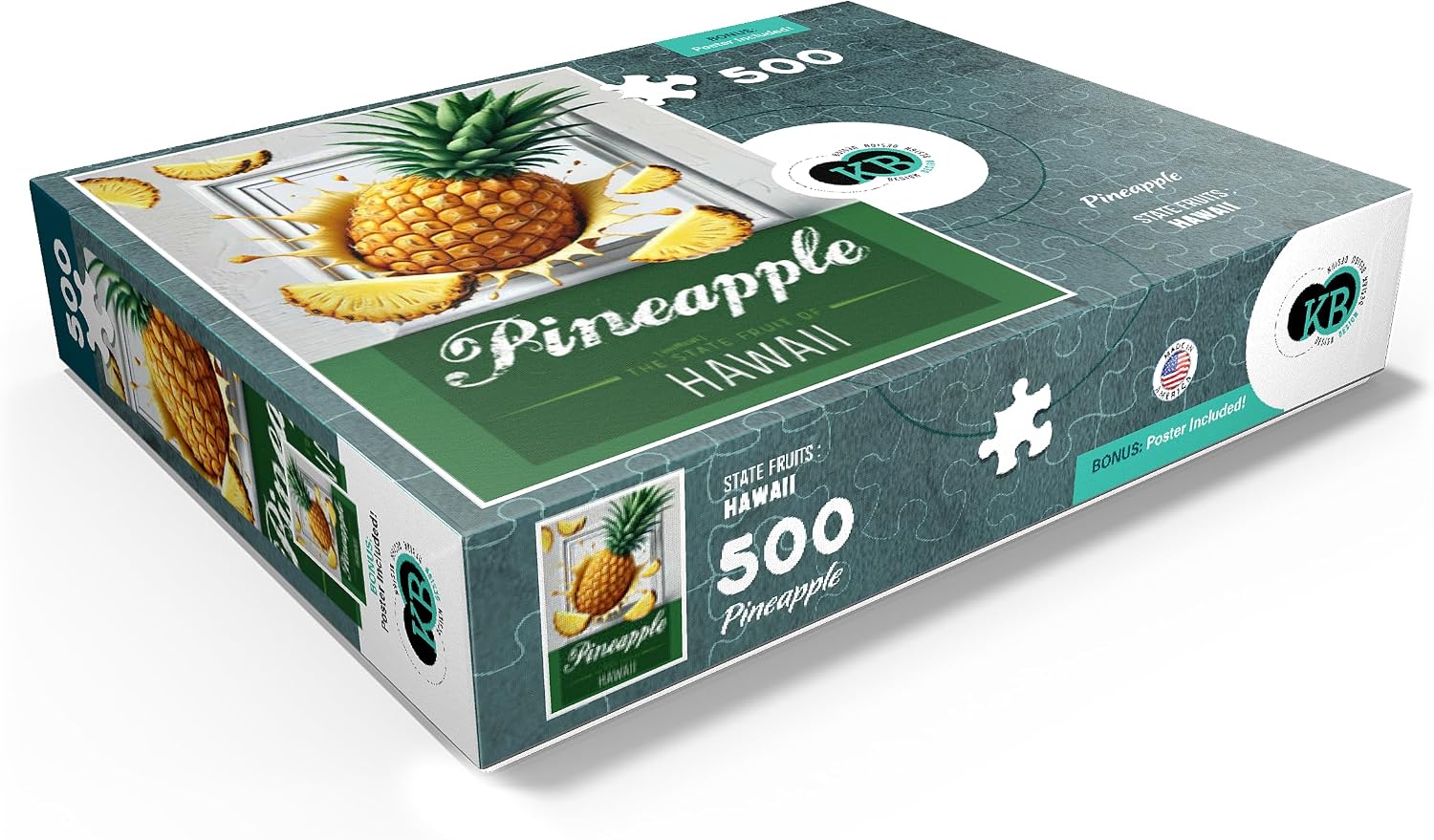 MyPuzzle Colorful Fruits: Hawaii, Pineapple - State Fruits Series - Premium 500 Piece Jigsaw Puzzle for Adults