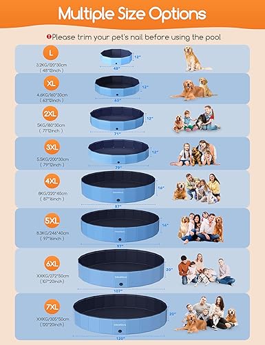 Miniatura 4 de Meowant Piscina plegable para perros, piscinas de plástico duro para perros grandes, piscina plegable de plástico para mascotas, bañera portátil