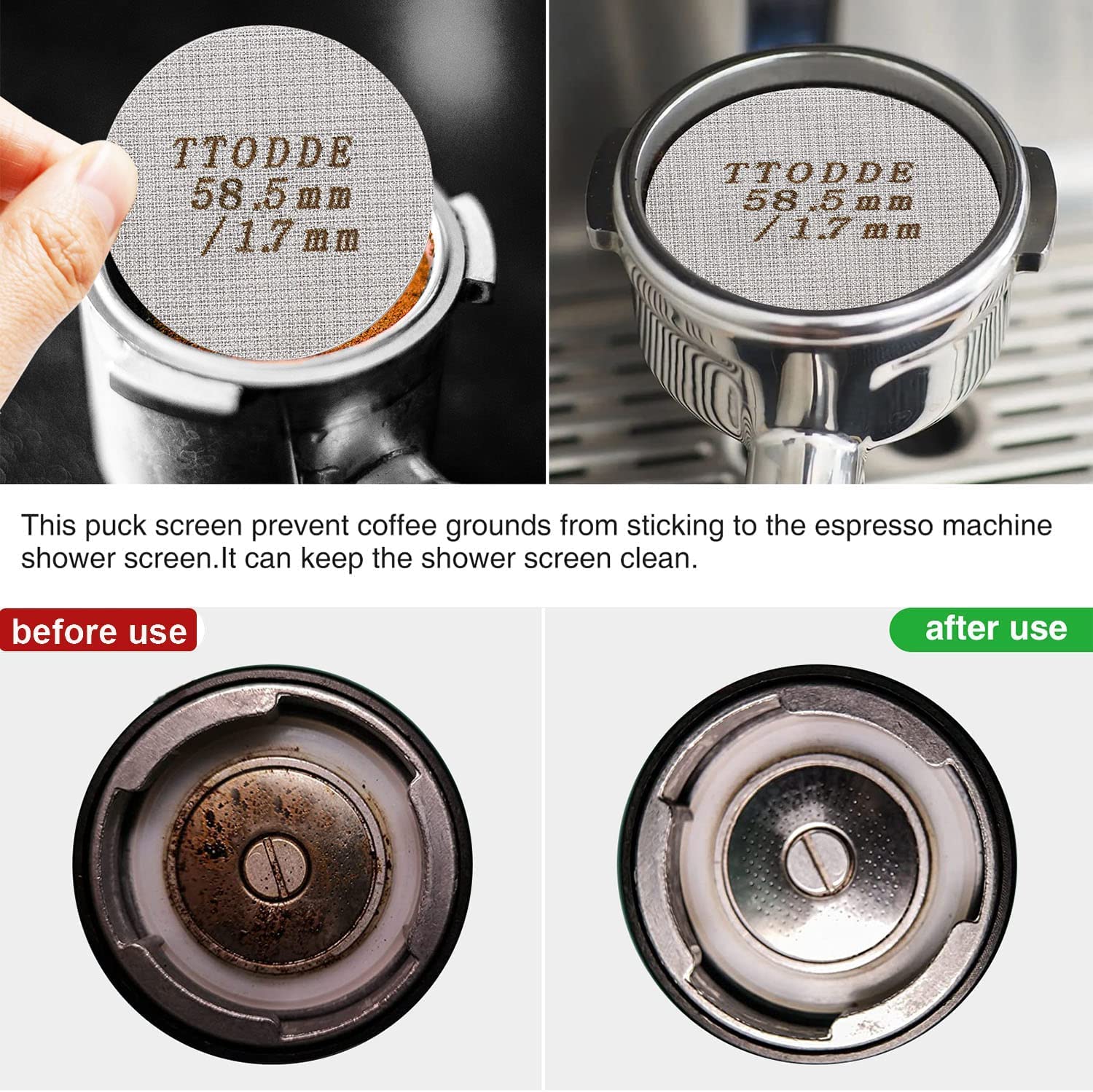 Puck Screen Lot de 2 tamis à expresso 58,5 mm pour porte-filtre, filtre à Puck Screen Lot de 2 tamis à expresso 58,5 mm pour porte-filtre, filtre à