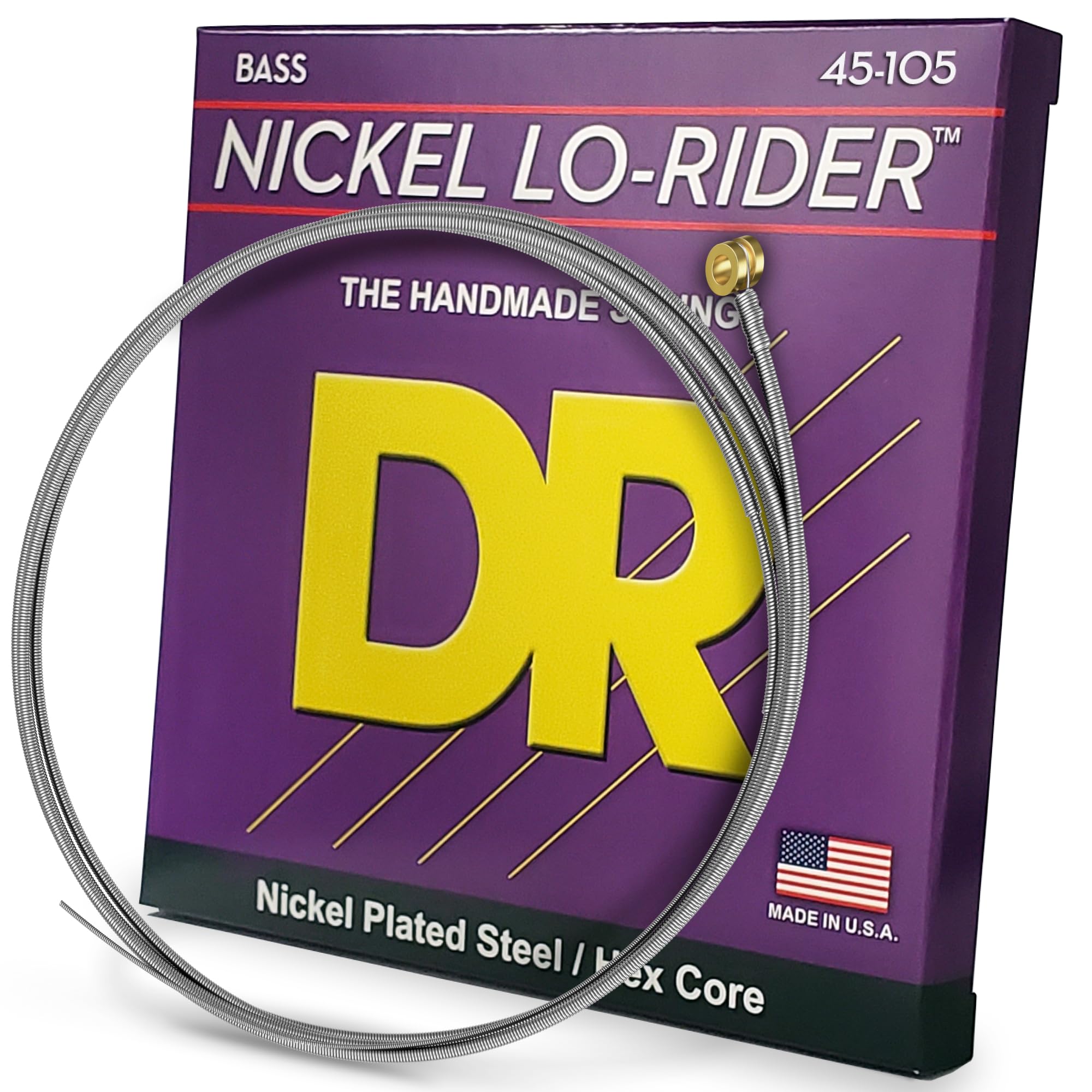 DR Strings NMH-45 NICKEL LO-RIDER™ - Nickel Plated Bass Strings: Medium 45-105, Silver