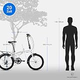 Bergsteiger Windsor Vélo Pliant 20'', 6 Vitesses, Éclairage LED à Piles, Quick-Fold, Unisexe, Idéal Camping & Ville - 6