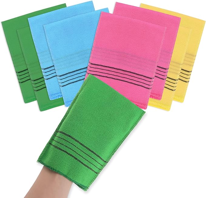 Molain 8Pcs Asian Exfoliating Washcloth Korean Exfoliating Mitt Glove