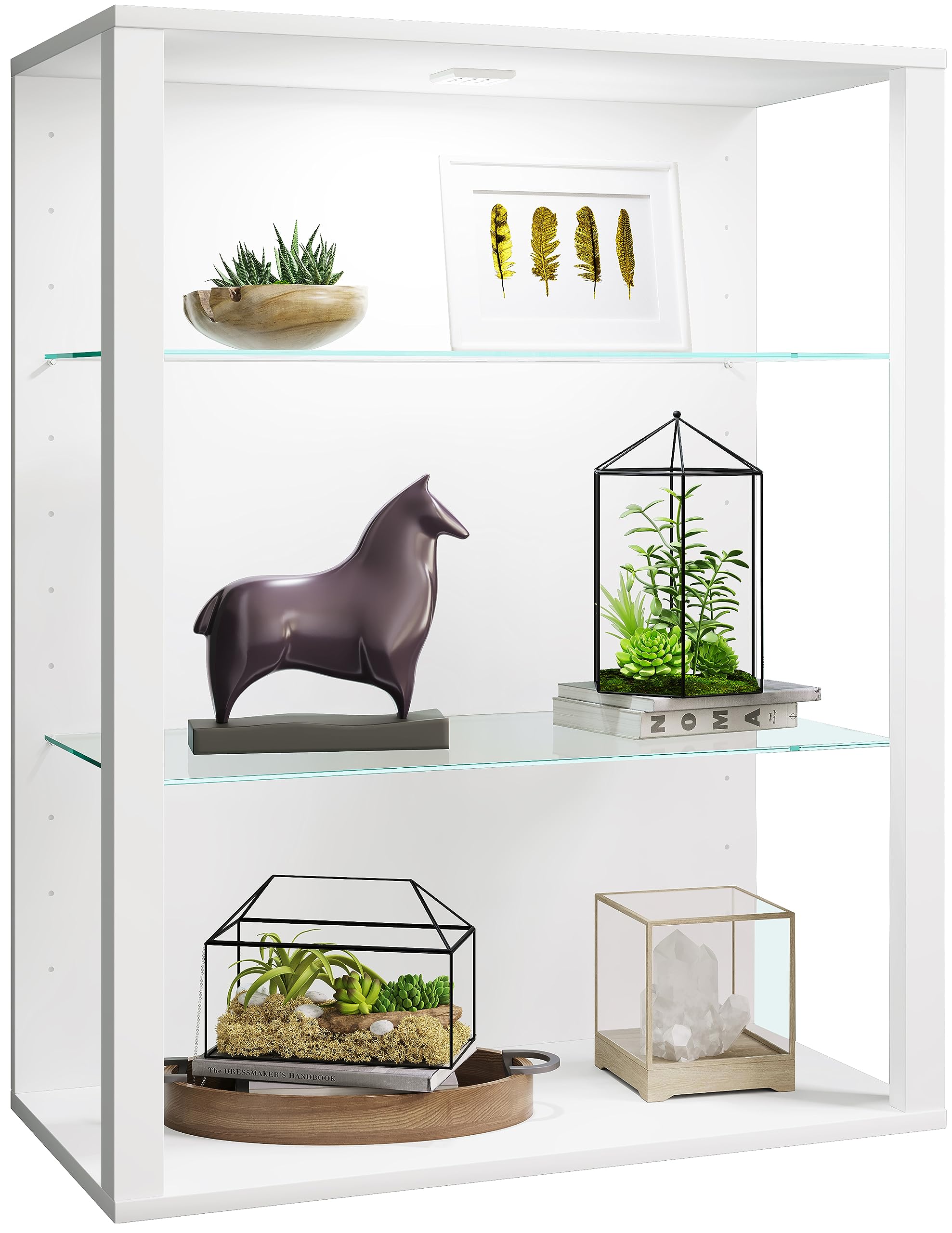 VCM Wandvitrine 70x35x90 cm 3 Fächer Holzwerkstoff Glas Glasvitrine