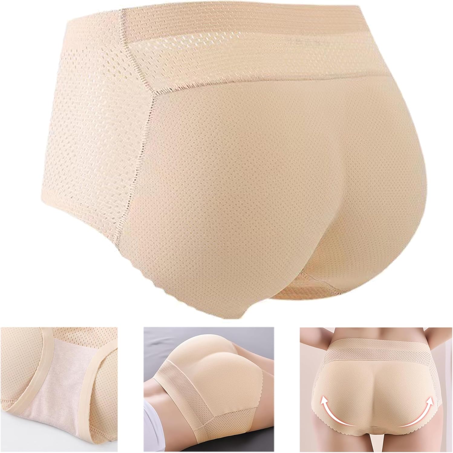 Butt Lifter Panties for Women,Seamless Hip Enhancer Lift Pads Underwear Body Shaper, Ladies Butt Lifter Padded Panties Enhancing Body Shapewear,Fake Ass Pads,Women Underwear (UAE/KSA, Alpha, M, Beige)
