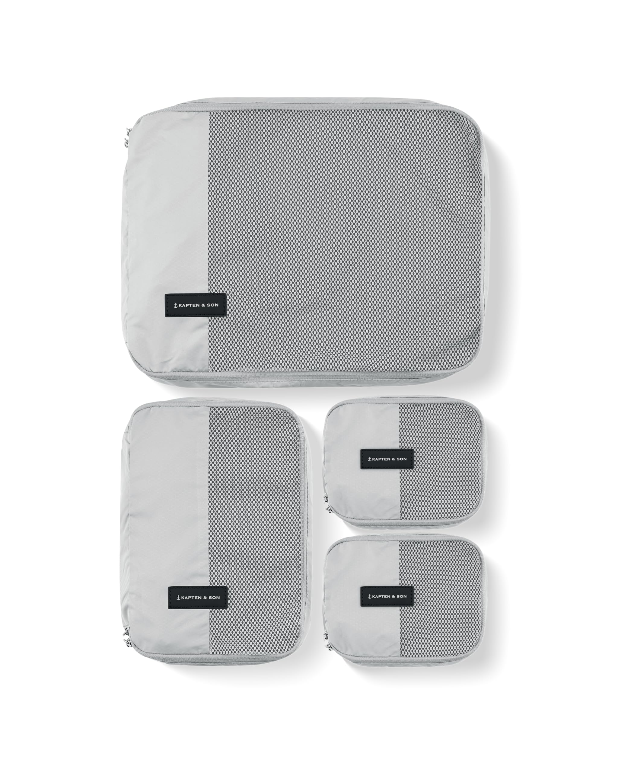 Kapten & Son Packing Cubes Set Small All Black Koffer Organizer 4er Set | 4er Set Packwürfel für Handgepäckkoffer (2x Small, 1x Medium, 1x Large) Koffer Organizer Set aus veganem Tech-Material