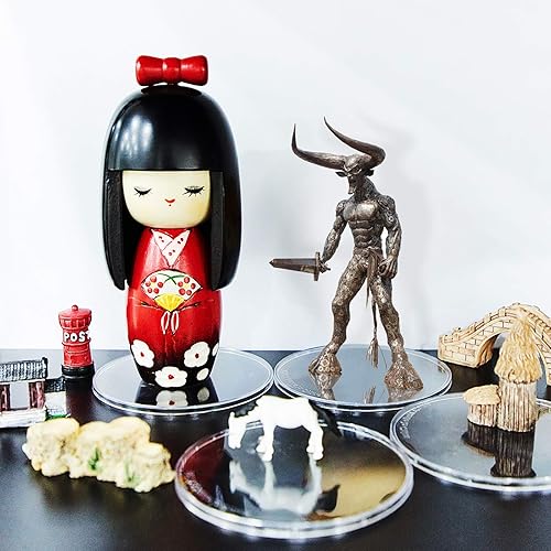 Miniatura 6 de Outus 10 soportes de exhibición de plástico para figuras de acción, soporte redondo, bases en miniatura para figuras de 6 a 8 pulgadas (blanco)