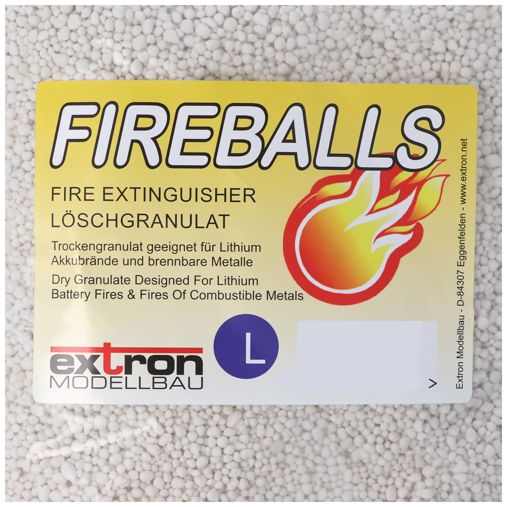 Extron Fireballs Granulés extincteurs pour batteries lithium, protection contre les incendies, agent extincteur 5 litres