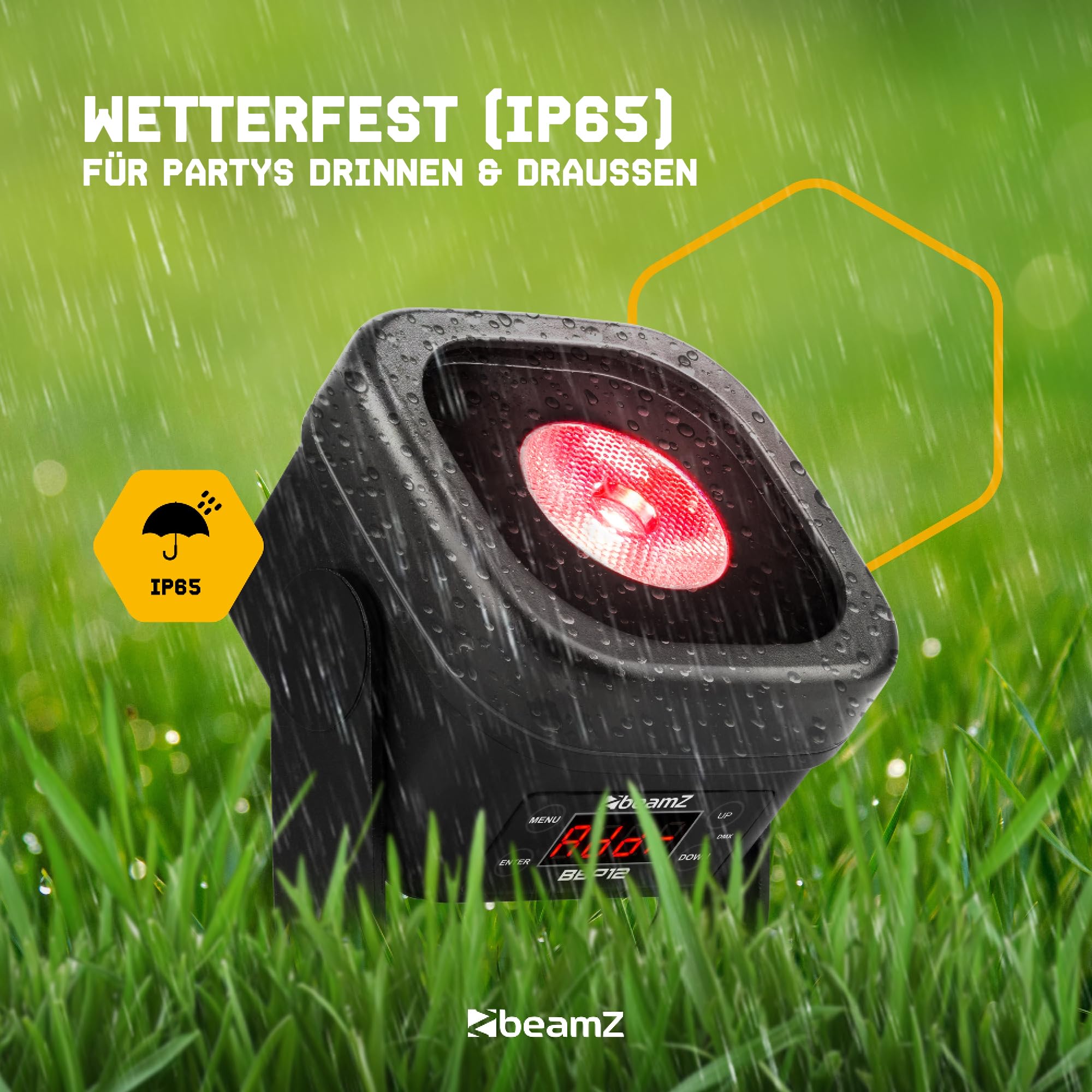 BeamZ BBP12 Akku Uplight Spot 8er Set - 12 Watt LED Par Strahler Outdoor, 13h Akkulaufzeit, IP65, Magnet Clip, Bühnenbeleuchtung, Dimmer, Stroboskop, DMX & Automodi, Bühnenlicht inkl. Fernbedienung