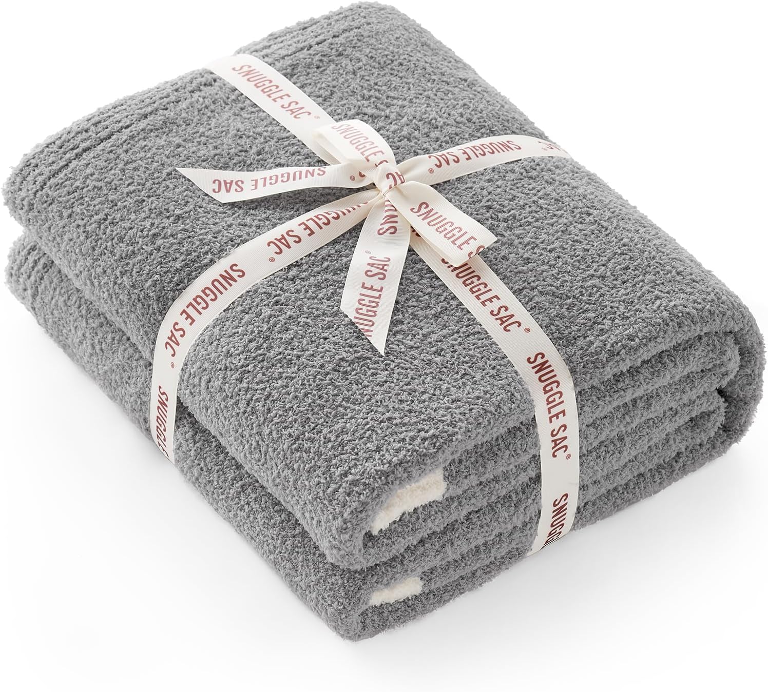 Snuggle Sac Ultra Soft Throw Blanket for Couch Bed Sofa 50x60 inches, Reversible Grey Blanket Microfiber Fluffy Fuzzy Cozy Knit Throws for Women Mothers Birthday Gifts - Image 7