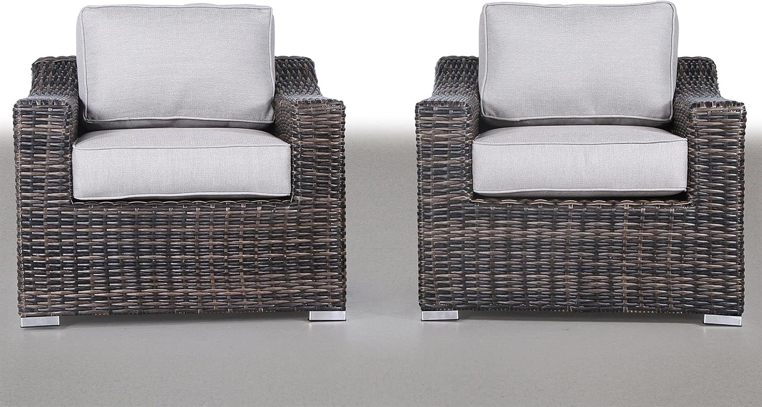 Century Modern Outdoor Marina Collection Patio Furniture Sofa Garden, Sectional Furniture Set Resort Grade Furniture. No Assembly Required [CM-5900] (2 Piece (Club Chair), Marina Brown)
