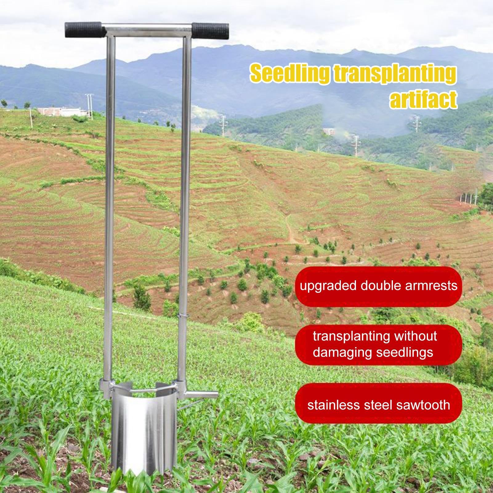 Piantatrice manuale a manico lungo | Attrezzo da giardino per bulbi di | fiori, aglio, cipolle | Trapiantatore ergonomico di bulbi da giardinaggio | Piantagione facile e