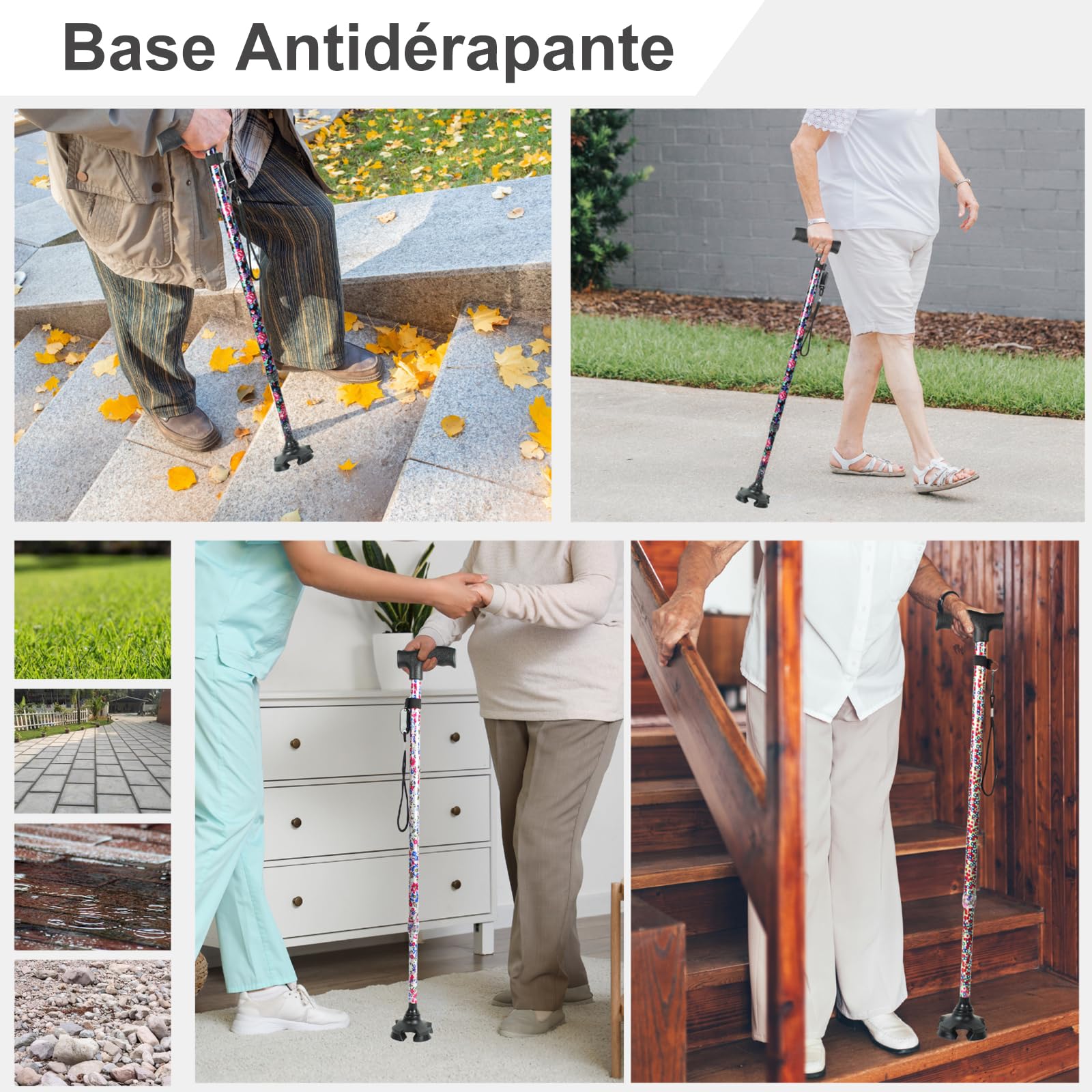 BeGrit Canne de Marche Telescopique 57-95 cm Cannes Tripode en Aluminium