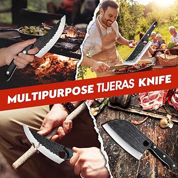 TIJERAS Kitchen Scissors Set Gold Bundle With 3Piece HandForged Meat Cleaver Set