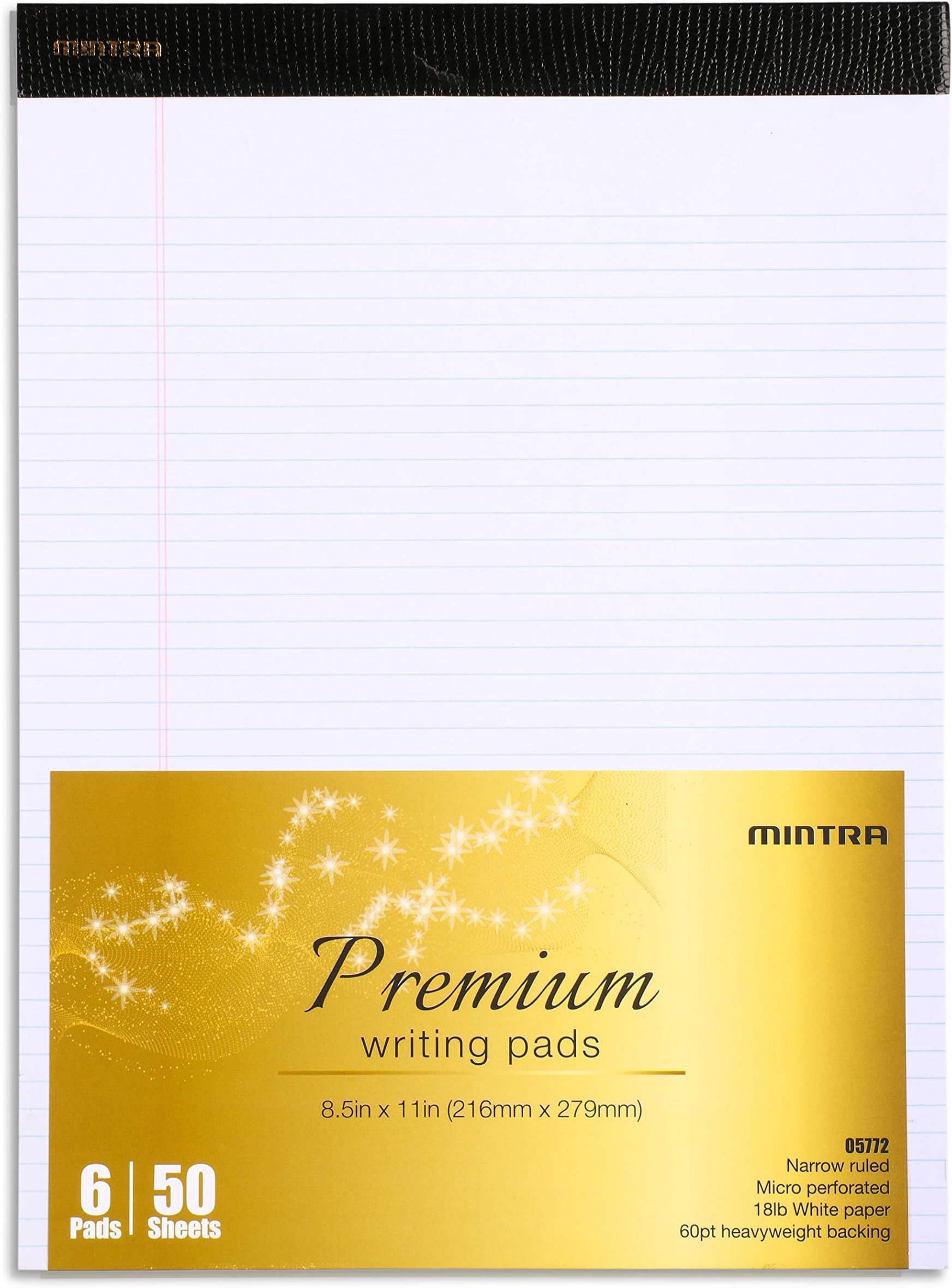 Mintra Office White Legal Pads – Ruled Notepads and Micro-Perforated Sheets, Ideal for Writing, Note-Taking & Creativity, Office, or Professional Use, Premium Pad 6 pack, 8.5"x11" (Narrow Ruled)