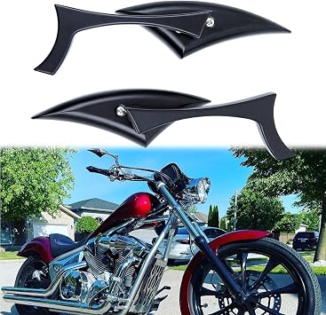 Black 8mm/10mm Motorcycle Spear Blade Rear View Side Mirrors for Cruiser Chopper Sportster Dyna Softail Street Bike Scooter Dirt Bike