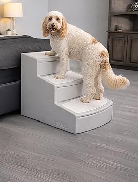 Pet Gear Easy Step III Extra Wide Pet Stairs, 3 Step for Dogs/Cats up to 200 pounds, Removable/Washable Carpet, Easy Assembly No Tools Required, Sea Salt