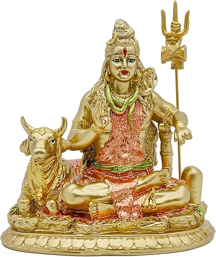 Miniatura 6 de Dios hindú Señor Shiva con estatua - Escultura de ídolo de la India Murti Shiva con Tridente desmontable Indio Casa Oficina Mandir Diwali Pooja
