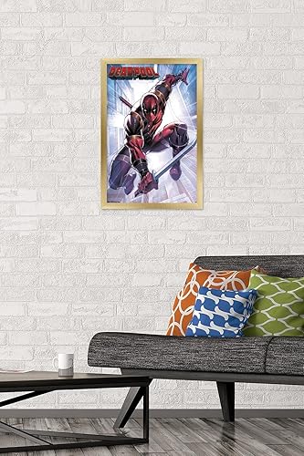 Miniatura 59 de Trends International Marvel Comics Deadpool - Póster de pared de ataque, 22.375 x 34 pulgadas, versión enmarcada en negro Versión enmarcada Barnwood
