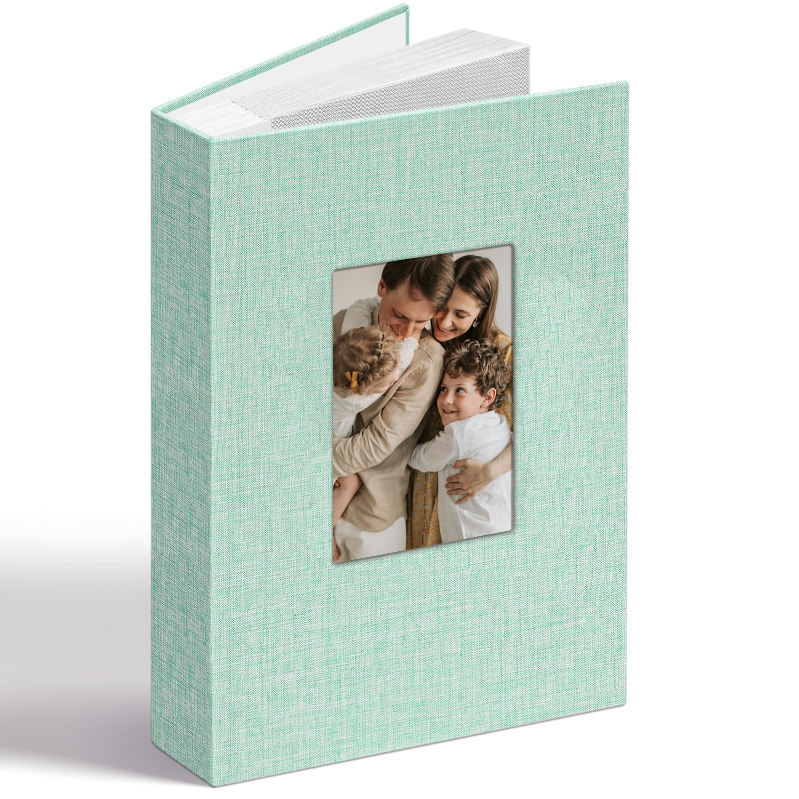 Vienrose Álbum de Fotos Lino 6x4 48 Fotos con Ventana en Portada, Bolsillos Ácido-Free, Álbum de Recuerdos con Espacios para Notas, Regalo para Bodas, Familia, Bebé, Aniversario (Rosa) — view 13