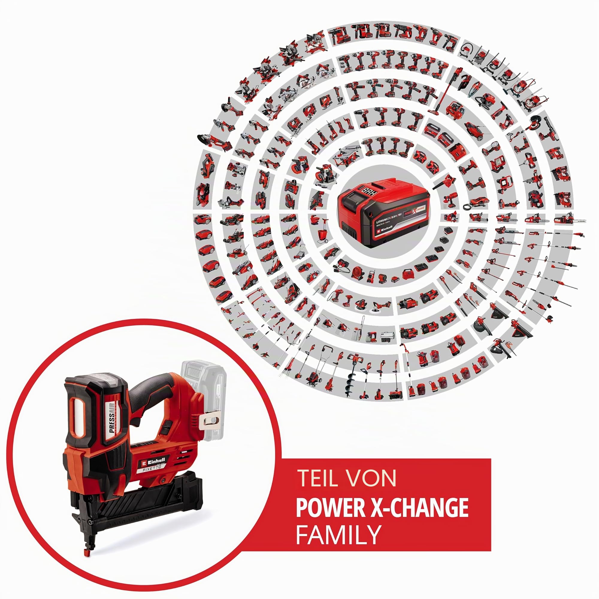 Einhell Professional Akku-Tacker FIXETTO 18/40 S Power X-Change (18 V, 60 Schläge/min, max. 40 mm Klammerlänge, Einzel-/Serienschuss, inkl. 500 Klammern, inkl. 5,2 Ah Akku & Ladegerät)