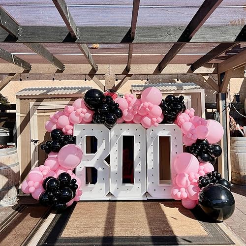 Miniatura 8 de NISOCY - Kit para guirnalda y arco de globos de látex rosa, 102 globos de 1812105 pulgadas, para baby shower, boda, cumpleaños, decoración rosa y de