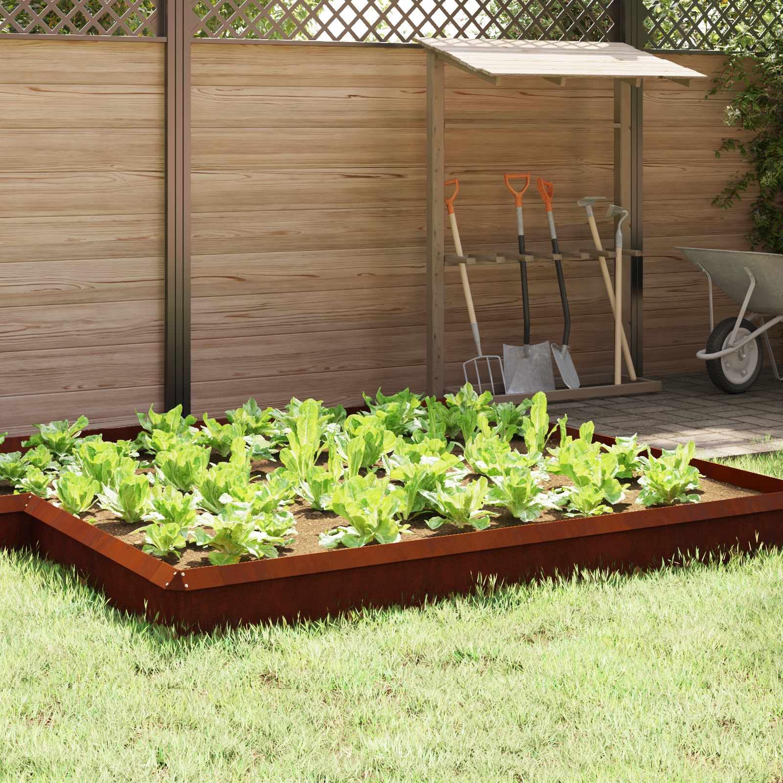 Schneckenzaun 4 STK. aus Wetterfeststahl 50 x 3,5 x 25 cm, robuster Schneckenschutz für Gartenbeete, witterungsbeständige Barriere für Pflanzen
