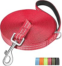X XBEN Robust and Lightweight Recall Lead 15 m for Dogs, Recall Lead with Comfortable Hand Strap, Reflective Dog Lead with Metal Hook, Long Training Lead for Small, Medium, Large Dogs