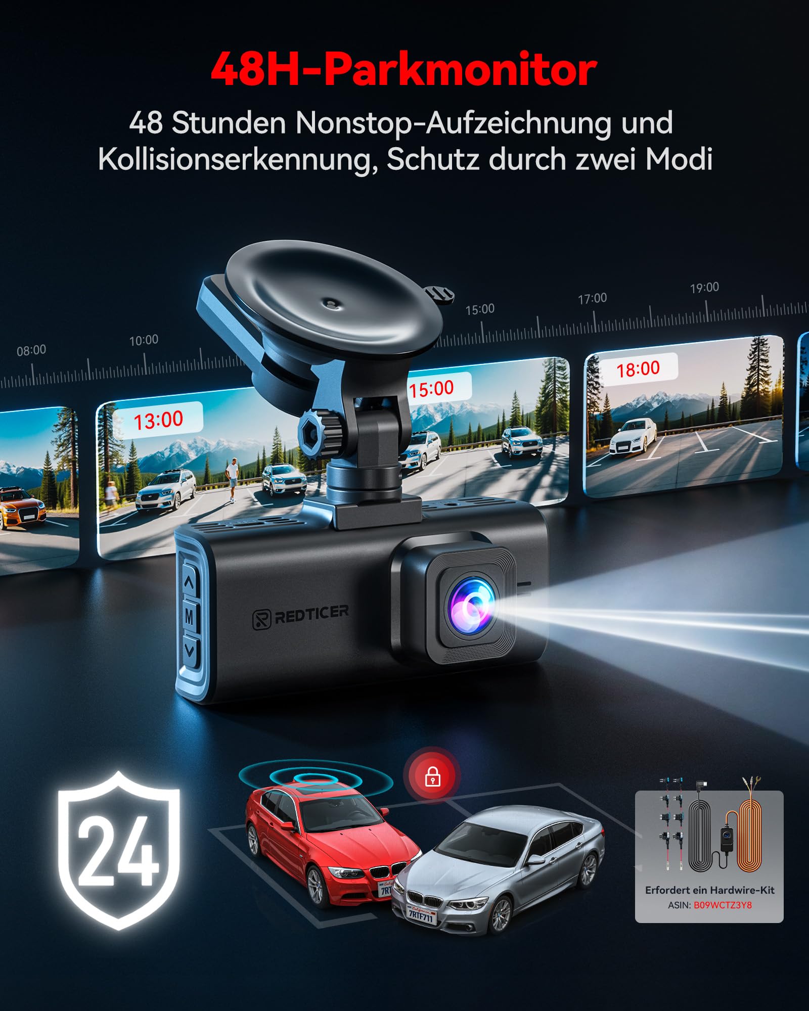 REDTIGER 4K STARVIS 2 Dashcam Auto Vorne Hinten Touchscreen 3.18 Zoll Sprachsteuerung WiFi 6 GPS 2160P UHD Nachtsicht Parkmonitor F7N Touch
