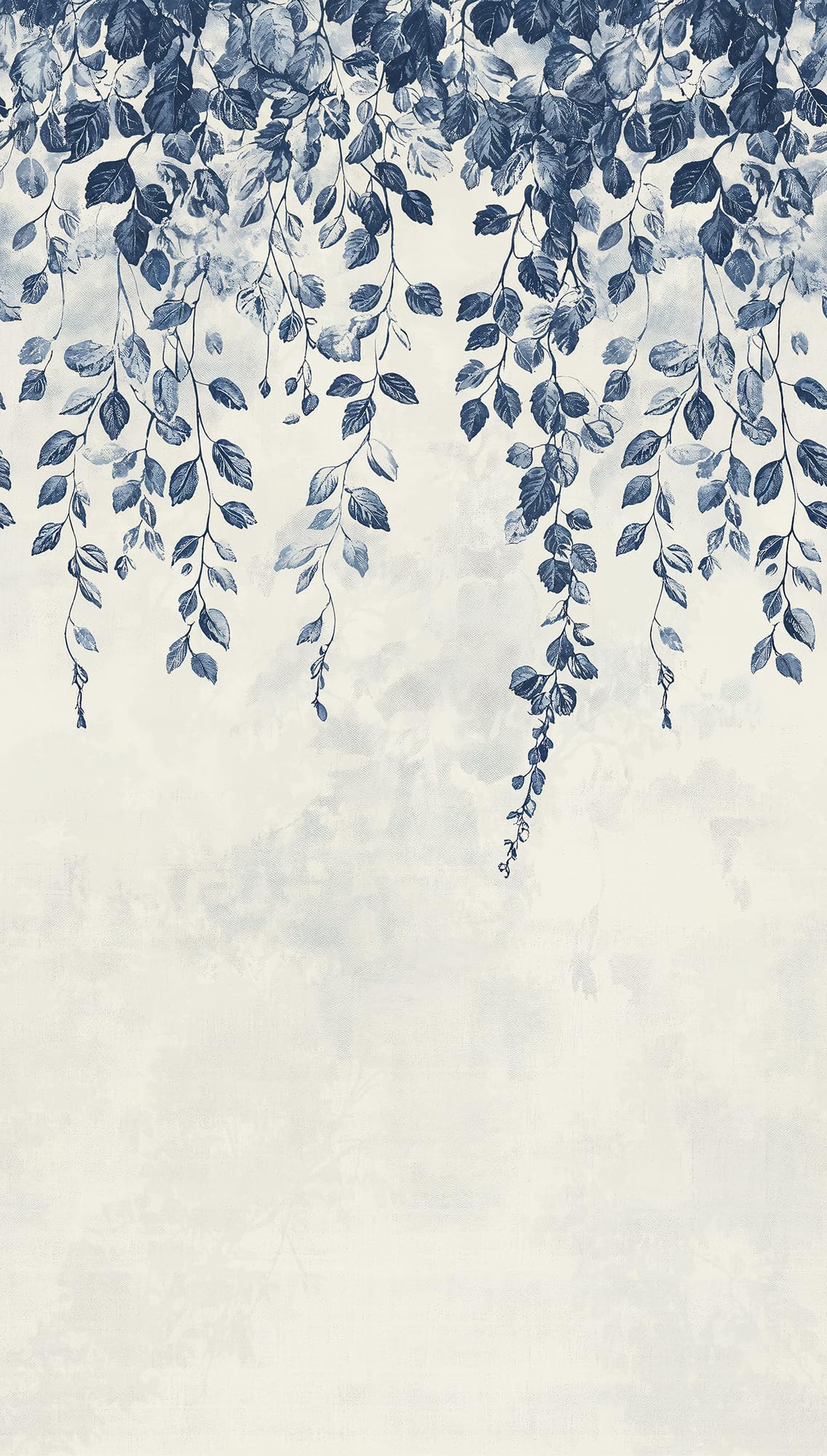 Livingwalls papel pintado mural panorámico tejido no tejido con diseño de ramas de hojas en azul, crema, blanco – papel pintado mural floral 8,80 m x 0,53 m – colección COSMOPOLITAN – 791445